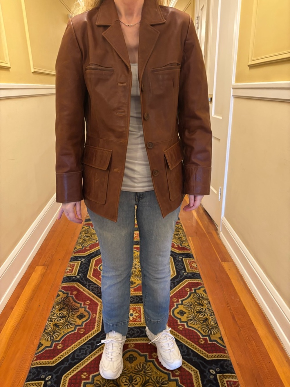 Y2K / 1980’s Vintage Mossimo Brown Leather Blazer Jacket Size M